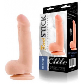 RealStick Elite — перезаряжаемый вибратор на присоске с пультом ДУ, 18.5×3.5 см