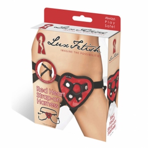 Red Heart Strap-on Harness — трусики с красным сердечком для страпона, ⌀3 и ⌀4 см