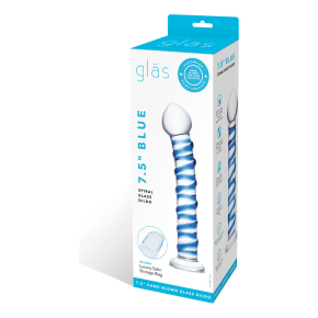 Blue Spiral Glass Dildo — стеклянный фаллоимитатор с голубой внешней спиралью, 18.5×4 см
