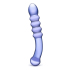 Purple Rain Ribbed Dildo — лиловый двусторонний фаллоимитатор из стекла, 22×3.5 см