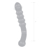 Purple Rain Ribbed Dildo — лиловый двусторонний фаллоимитатор из стекла, 22×3.5 см