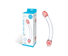 Red Head Double Dildo — изогнутый двусторонний фаллос из стекла, 22×4 см
