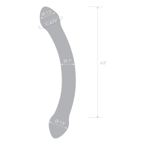 Red Head Double Dildo — изогнутый двусторонний фаллос из стекла, 22×4 см