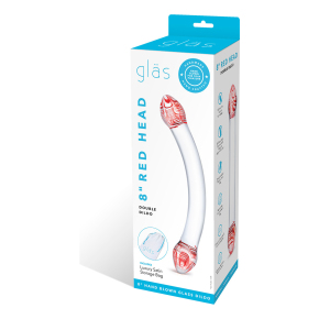 Red Head Double Dildo — изогнутый двусторонний фаллос из стекла, 22×4 см