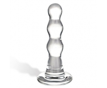 Triple Play Beaded Butt Plug — прозрачная анальная елочка из стекла, 9×2.5 см