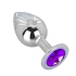 Violet Dream, серебристая с фиолетовым — большая анальная пробка из стали с кристаллом, ∅3.5 см