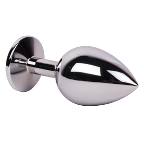 Silver Rain, серебристая с серым &mdash; большая анальная пробка из стали с кристаллом, &empty;3.5 см