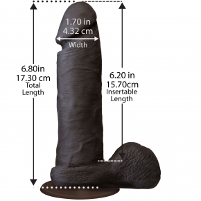 The Realistic Cock Ultraskyn 6", черный — фаллоимитатор на присоске из материала «живое тело», 17.3×4.3 см