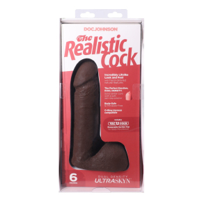 The Realistic Cock Ultraskyn 6", черный — фаллоимитатор на присоске из материала «живое тело», 17.3×4.3 см