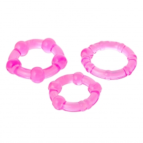 Набор стимулирующих эрекционных колец розового цвета, 3 шт.