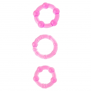 Набор стимулирующих эрекционных колец розового цвета, 3 шт.