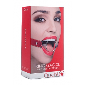 Кляп с кольцом для открытого рта Shots Media Ouch! Ring Gag XL, красный