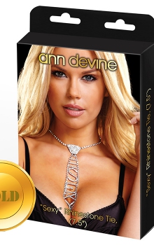 Подвеска-галстук "SEXY" Rhinestone Tie из золотистого металла с кристаллами