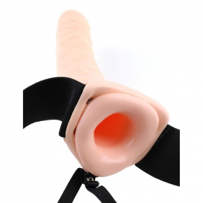 Полый вибрострапон Pipedream 8" Vibrating Hollow Strap-On, телесный