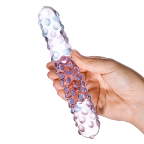 Purple Rose Nubby Dildo — двухцветный фаллоимитатор из стекла, 17.8×2.9 см