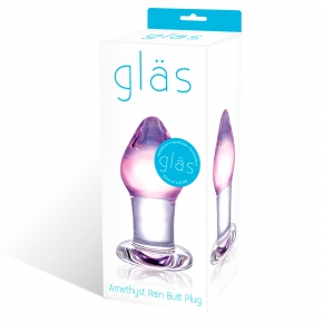 Стеклянная анальная пробка Glas Amethyst Rain Butt Plug