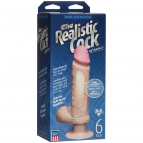 The Realistic Cock Ultraskyn Vibrating 6", телесный — реалистичный вибратор, 21.6×4.3 см