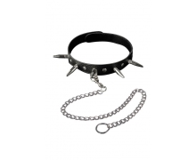 Кожаный ошейник с шипами и цепочкой BDSM accessories