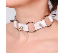 Кожаный ошейник с кольцами и шипами BDSM accessories