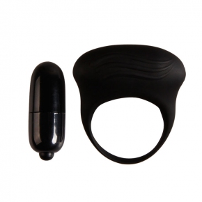 Черное вибрирующее эрекционное кольцо, ⌀2.5 см