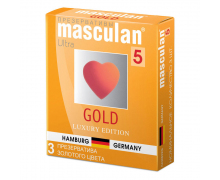 Золотистые презервативы с ароматом ванили Masculan Gold, 3 шт.