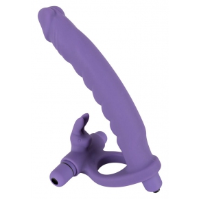 Фиолетовая насадка на пенис для анальной стимуляции партнёрши
