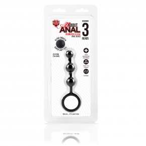 All About Anal 3 Beads, черные — анальные бусы из ультрабархатистого силикона, 3 шарика