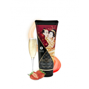 Shunga Sparkling Strawberry Wine, 200 мл — съедобный массажный крем с ароматом клубники и шампанского