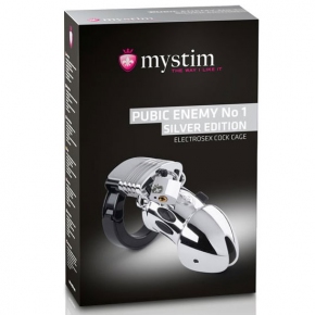Mystim Pubic Enemy No 1 Silver Edition — пояс верности с электростимуляцией (аксессуар Mystim)
