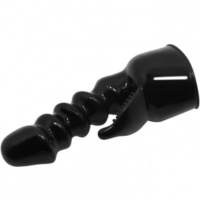 Power Head Super Dong, черная — насадка на вандовый массажер для клиторально-вагинальной стимуляции
