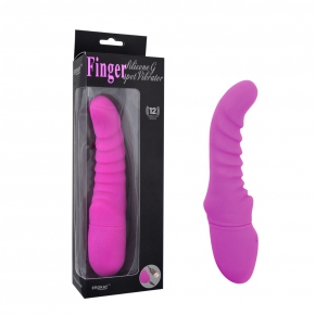 Finger Silicone G-Spot Vibrator — фиолетовый вибратор с загнутой головкой,  20×4.5 см