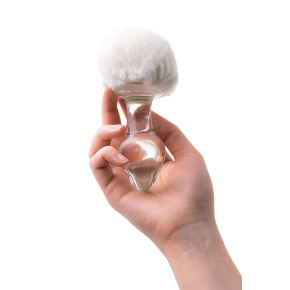 Анальная втулка из стекла с белым хвостиком Sexus Glass