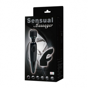 Sensual Massager — вибромассажер для тела со сменной насадкой на головку, 25×4.5 см