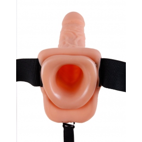 Телесный полый страпон с вибрацией Vibrating Hollow Strap-On with Balls