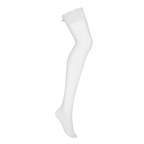 Белые чулки с кружевной резинкой без силикона Swanita Stockings