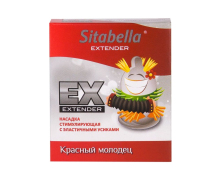 Стимулирующая насадка с усиками Sitabella condoms Красный Молодец