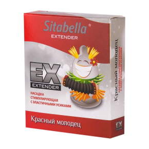 Стимулирующая насадка с усиками Sitabella condoms Красный Молодец