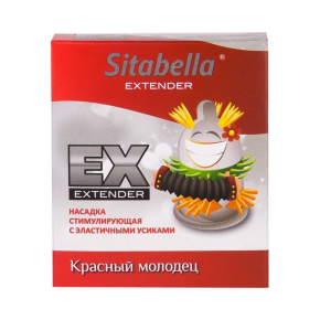 Стимулирующая насадка с усиками Sitabella condoms Красный Молодец