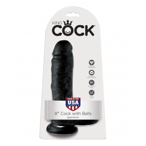 Фаллоимитатор с мошонкой Pipedream 8" Cock with Balls, чёрный