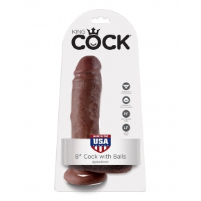 Фаллоимитатор с мошонкой Pipedream 8" Cock with Balls, коричневый