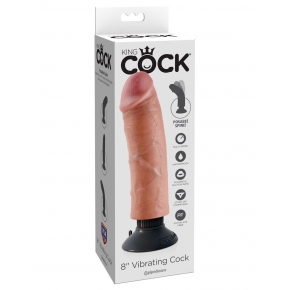 8" Vibrating Cock, телесный — вибратор-реалистик на присоске, 20.3×5 см