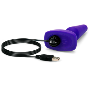 Анальная вибропробка с 3 моторамина пульте ДУ b-Vibe Trio Plug, фиолетовая