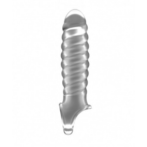 Ребристая насадка Sono Stretchy Penis Extension № 32, прозрачная