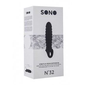 Ребристая насадка Sono Stretchy Penis Extension № 32, черная