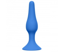 Slim Anal Plug Small, синяя — малая анальная пробка из силикона, 10.5×2.5 см