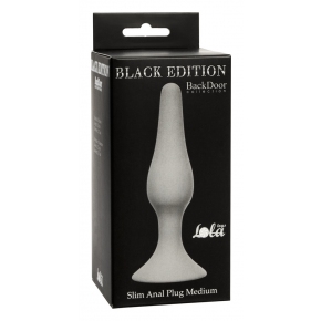 Slim Anal Plug Medium, серая — анальная пробка из силикона, 11.5×2.7 см