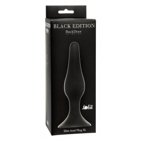 Slim Anal Plug XL, черная — анальная пробка из силикона, 15.5×3.6 см