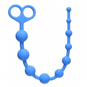 Orgasm Beads, голубая &mdash; анальная цепочка из силикона, 33.5 см