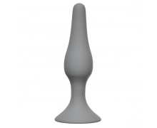 Slim Anal Plug XL, серая — анальная пробка из силикона, 15.5×3.6 см