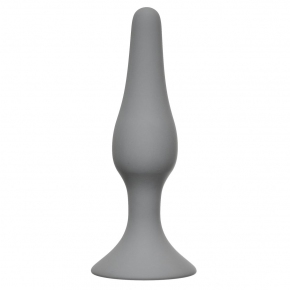 Slim Anal Plug XL, серая — анальная пробка из силикона, 15.5×3.6 см